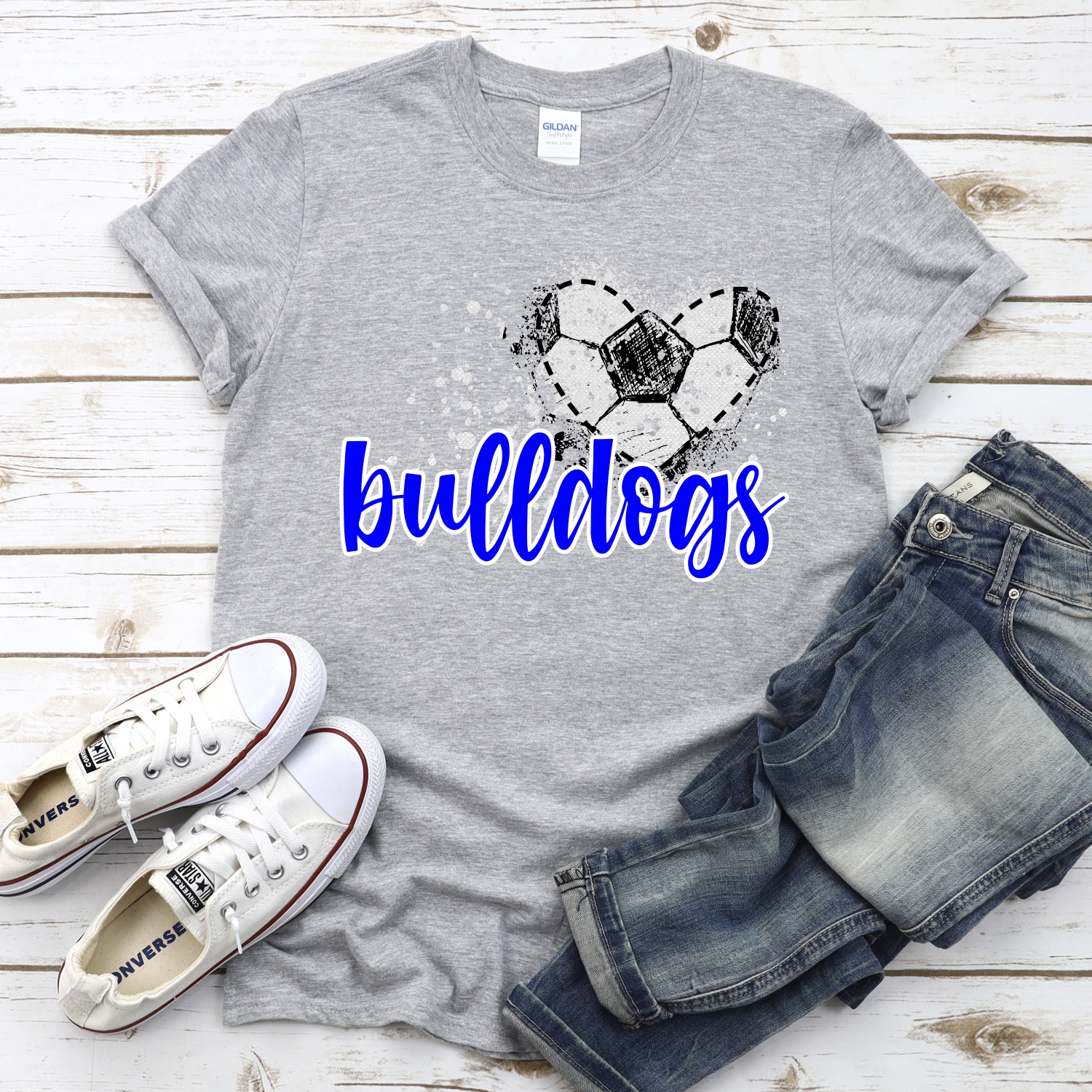 CUSTOM BULLDOGS soccer messy heart *DTF* Transfer - Image 2