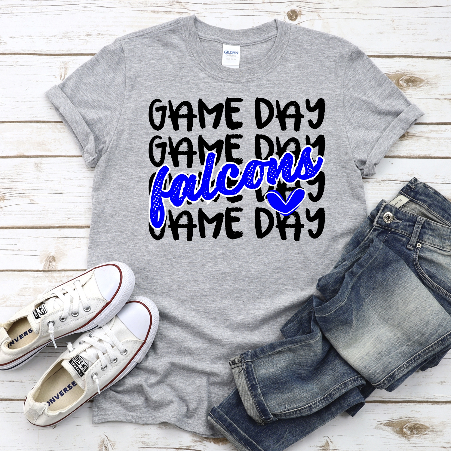 CUSTOM FALCONS Game Day stacked BLACK *DTF* Transfer - Image 2