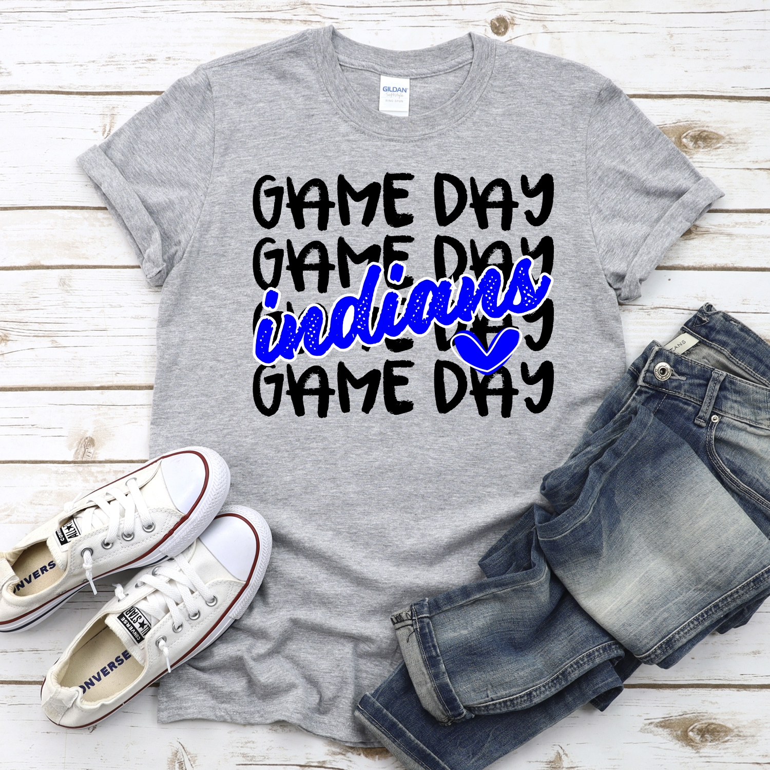 CUSTOM INDIANS Game Day stacked BLACK *DTF* Transfer - Image 2