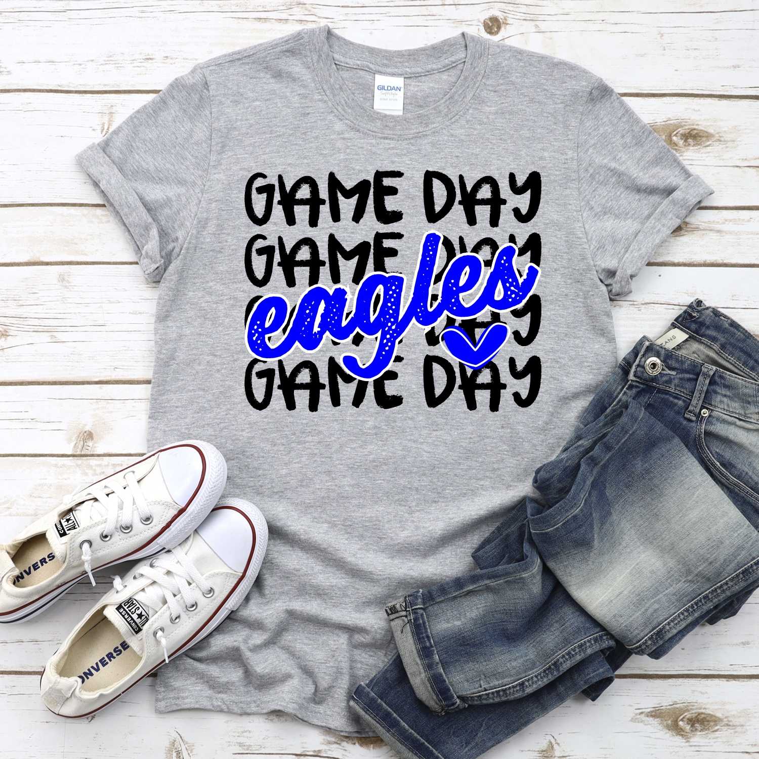 CUSTOM EAGLES Game Day stacked BLACK *DTF* Transfer - Image 2