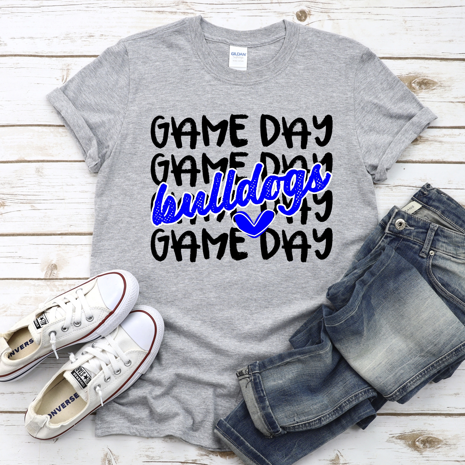 CUSTOM BULLDOGS Game Day stacked BLACK *DTF* Transfer - Image 2
