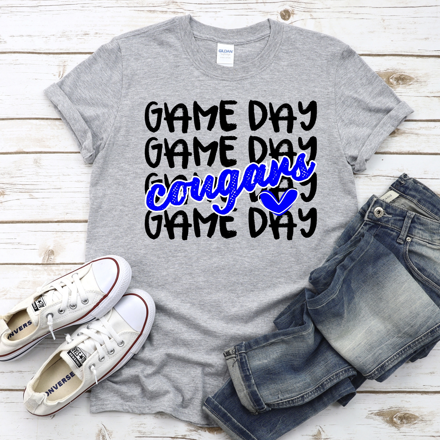 CUSTOM COUGARS Game Day stacked BLACK *DTF* Transfer - Image 2