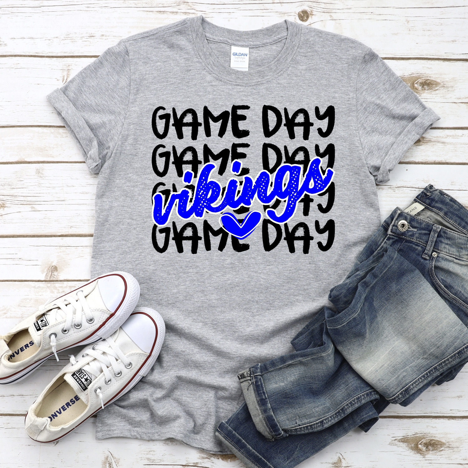 CUSTOM VIKINGS Game Day stacked BLACK *DTF* Transfer - Image 2
