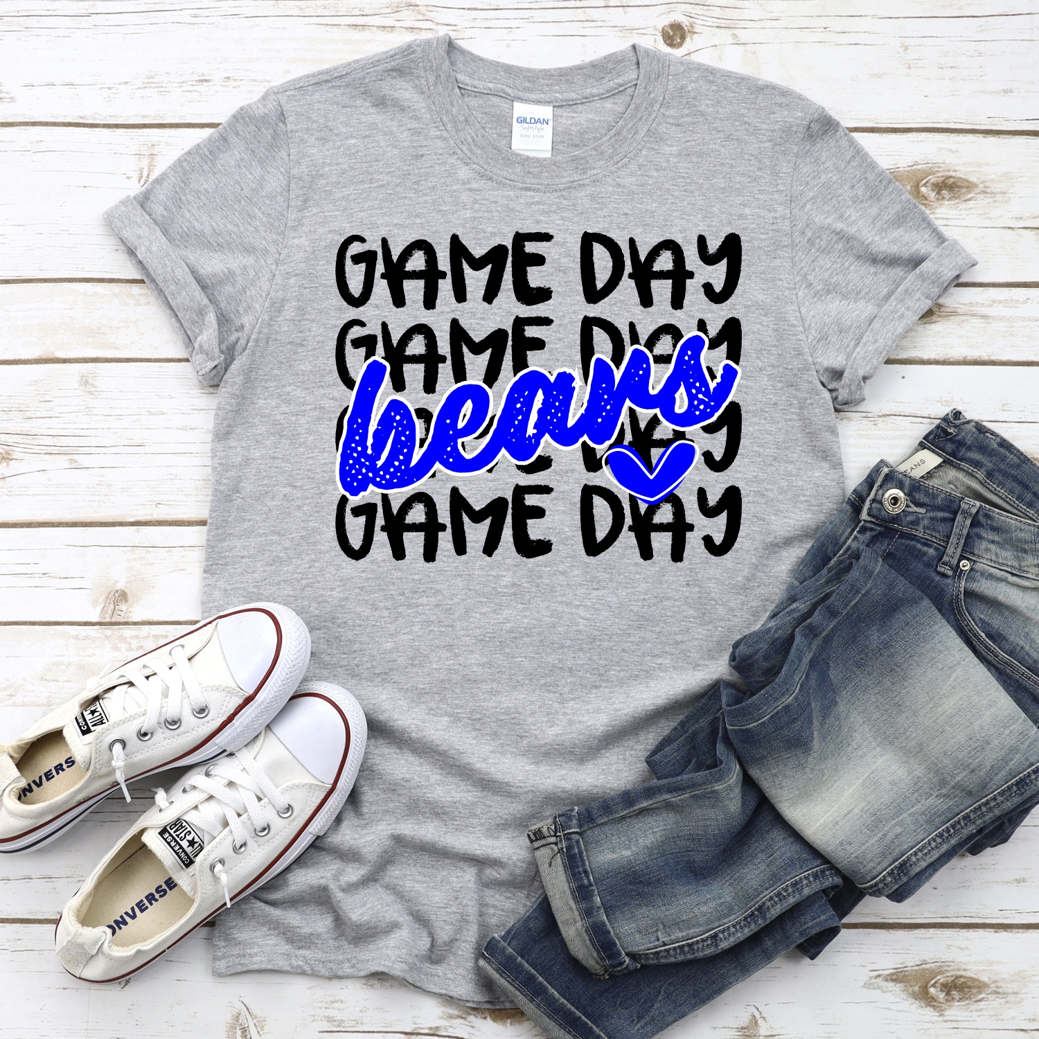 CUSTOM BEARS Game Day stacked BLACK *DTF* Transfer - Image 2