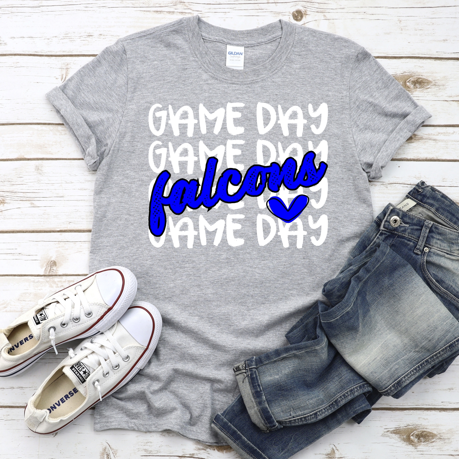 CUSTOM FALCONS Game Day stacked WHITE *DTF* Transfer - Image 2