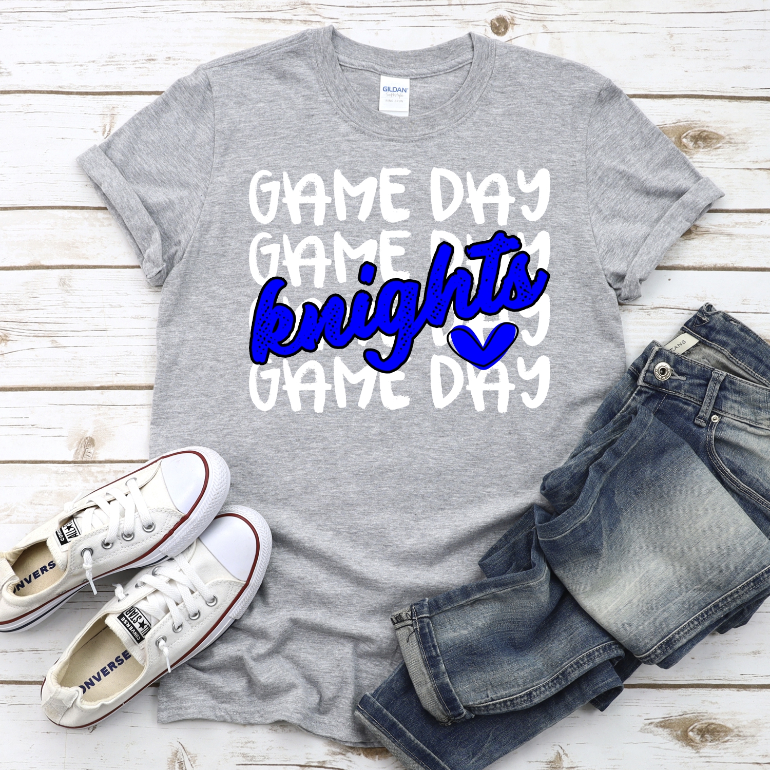 CUSTOM KNIGHTS Game Day stacked WHITE *DTF* Transfer - Image 2