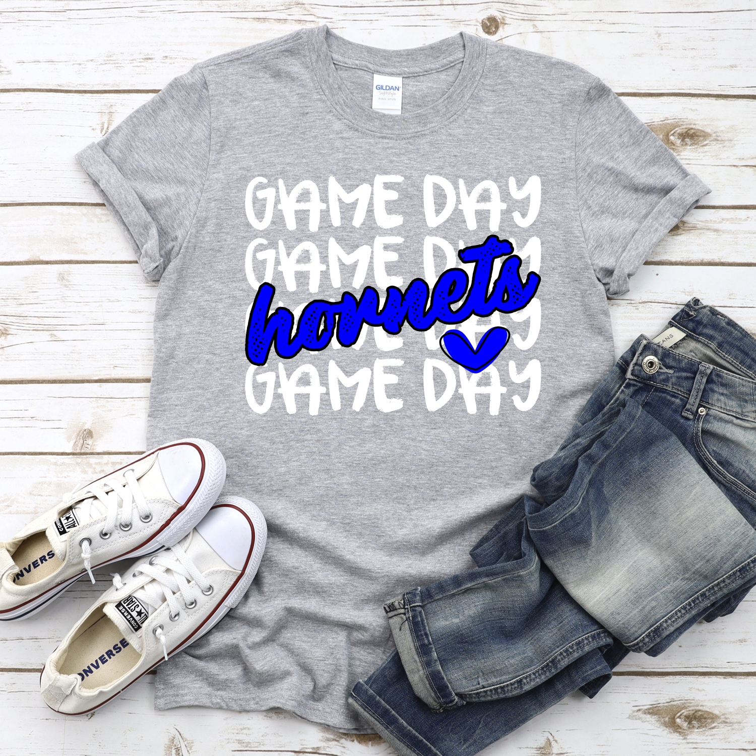 CUSTOM HORNETS Game Day stacked WHITE *DTF* Transfer - Image 2