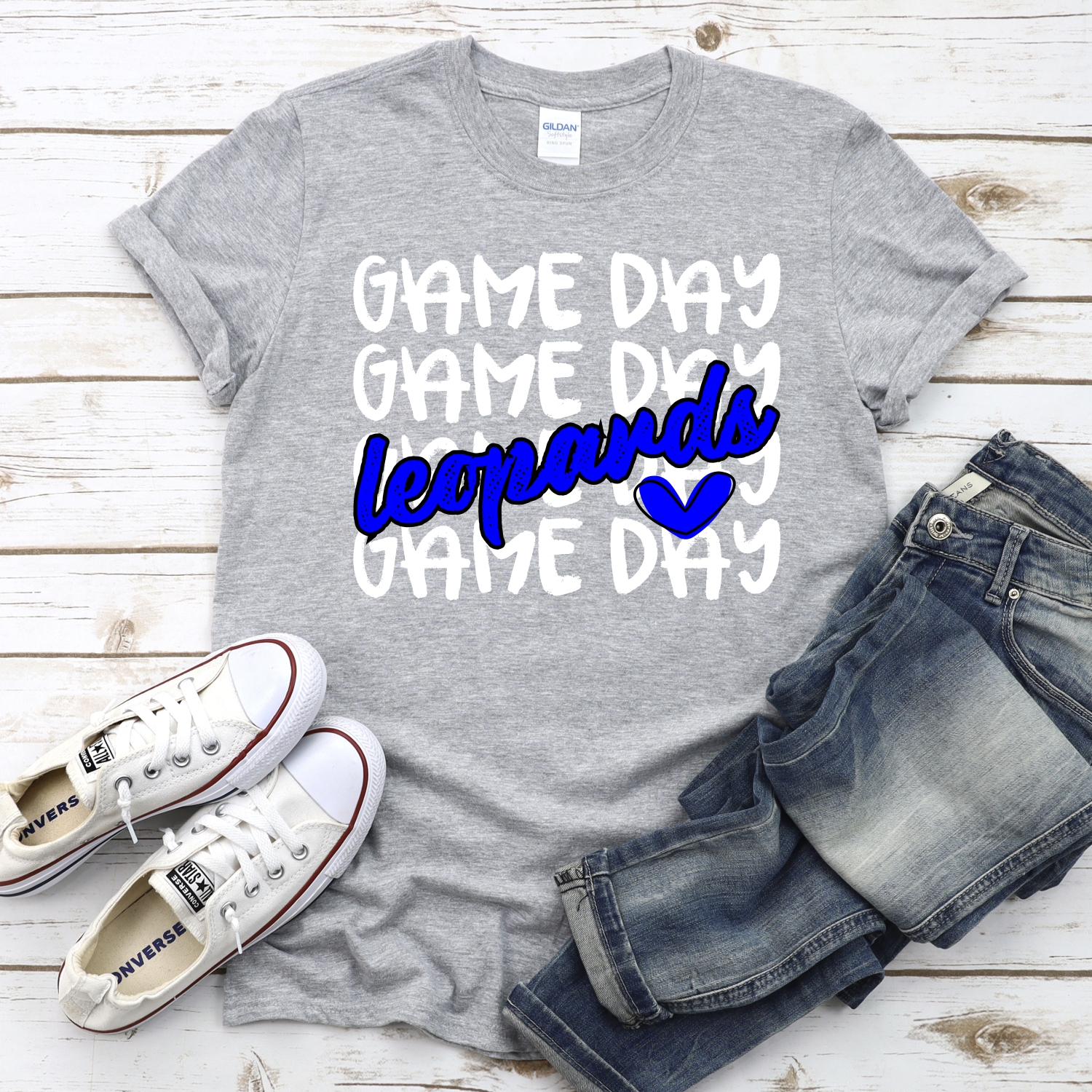 CUSTOM LEOPARDS Game Day stacked WHITE *DTF* Transfer - Image 2