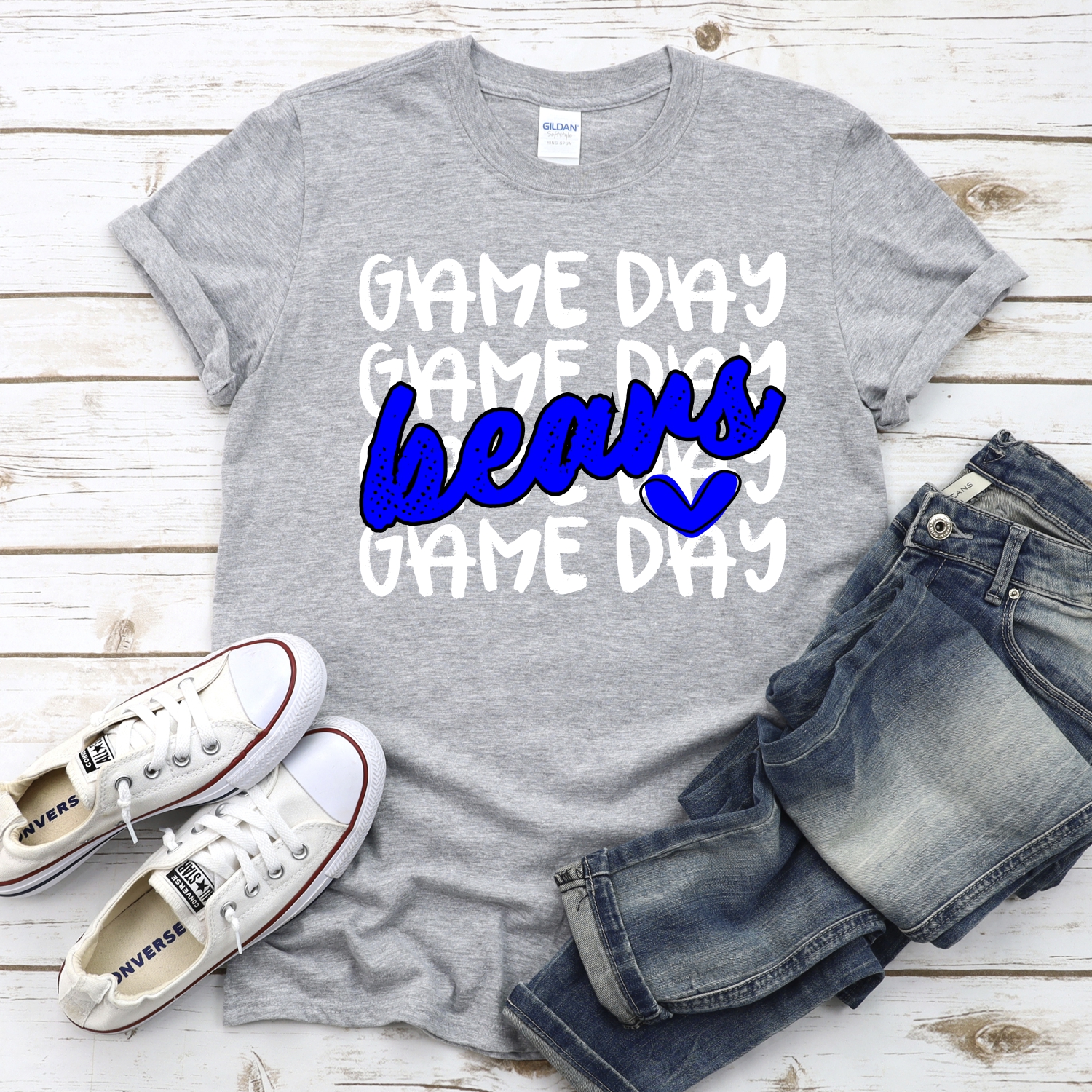 CUSTOM BEARS Game Day stacked WHITE *DTF* Transfer - Image 2