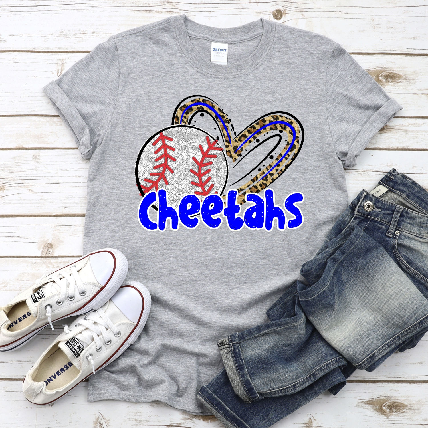 CUSTOM CHEETAHS (faux) glitter baseball leopard heart *DTF* Transfers - Image 2