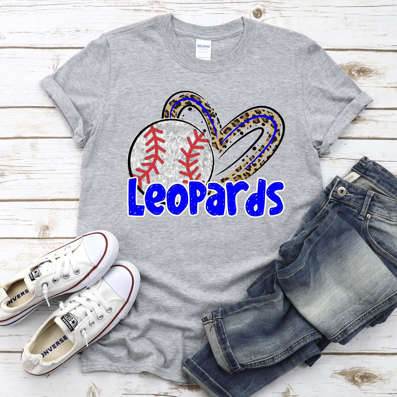 CUSTOM LEOPARDS (faux) glitter baseball leopard heart *DTF* Transfers - Image 2
