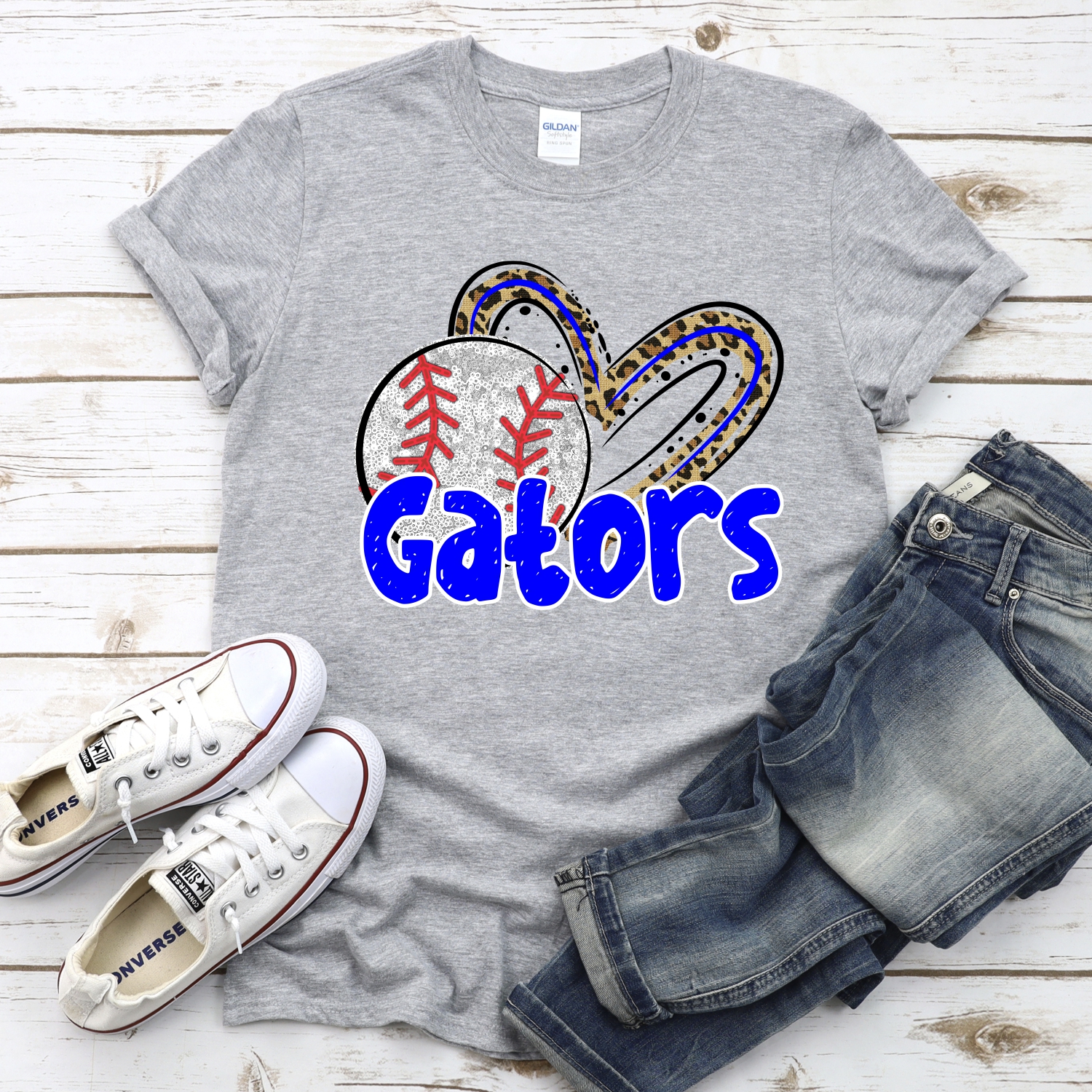 CUSTOM GATORS (faux) glitter baseball leopard heart *DTF* Transfers - Image 2