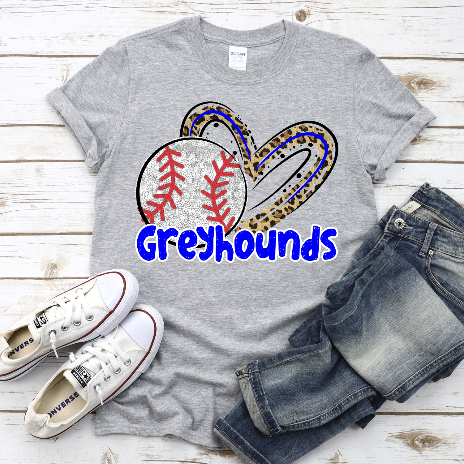 CUSTOM GREYHOUNDS (faux) glitter baseball leopard heart *DTF* Transfers - Image 2