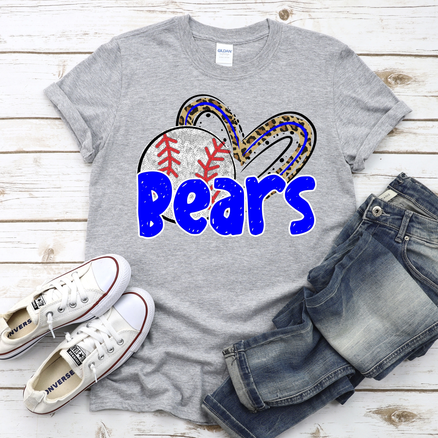 CUSTOM BEARS (faux) glitter baseball leopard heart *DTF* Transfers - Image 2