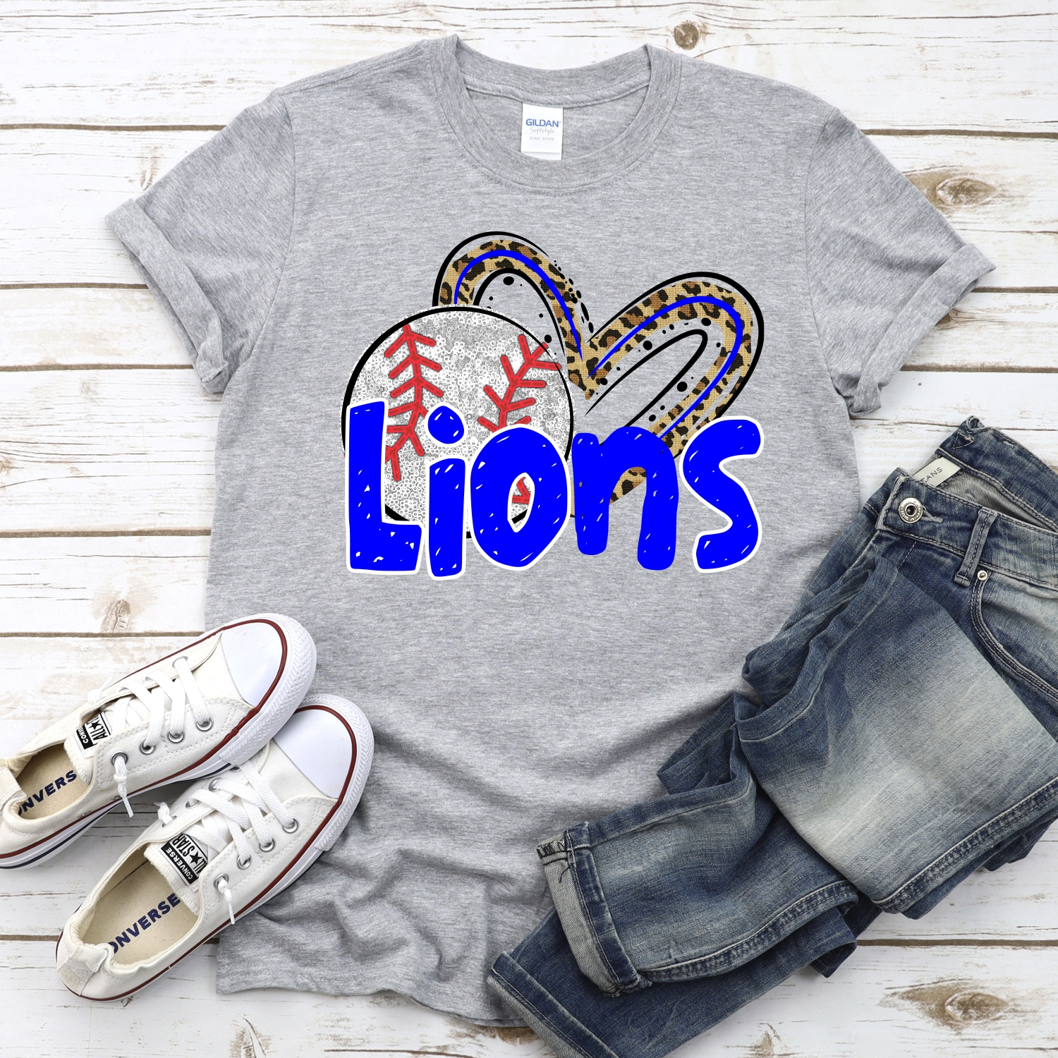 CUSTOM LIONS (faux) glitter baseball leopard heart *DTF* Transfers - Image 2