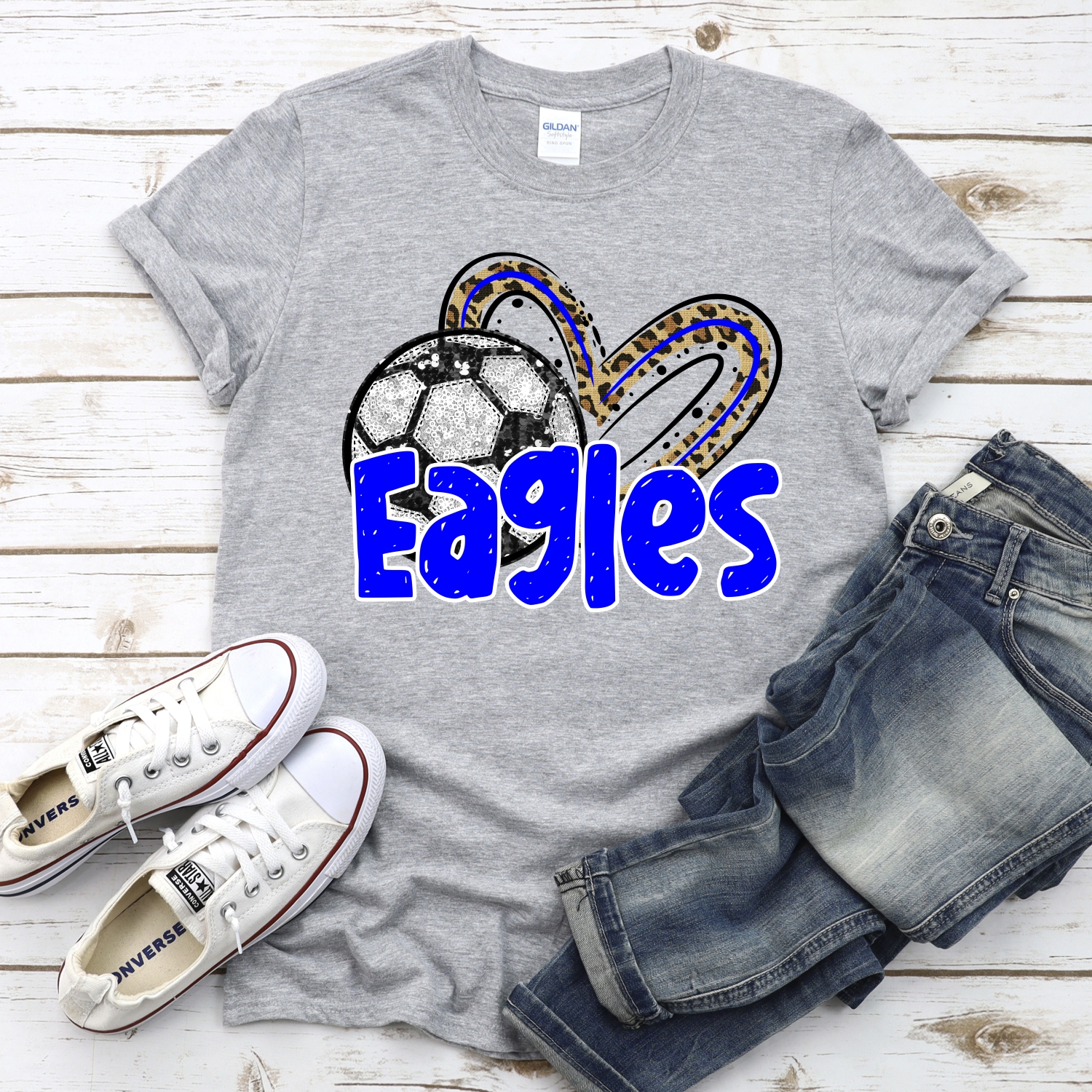 CUSTOM EAGLES (faux) glitter soccer leopard heart *DTF* Transfer - Image 2