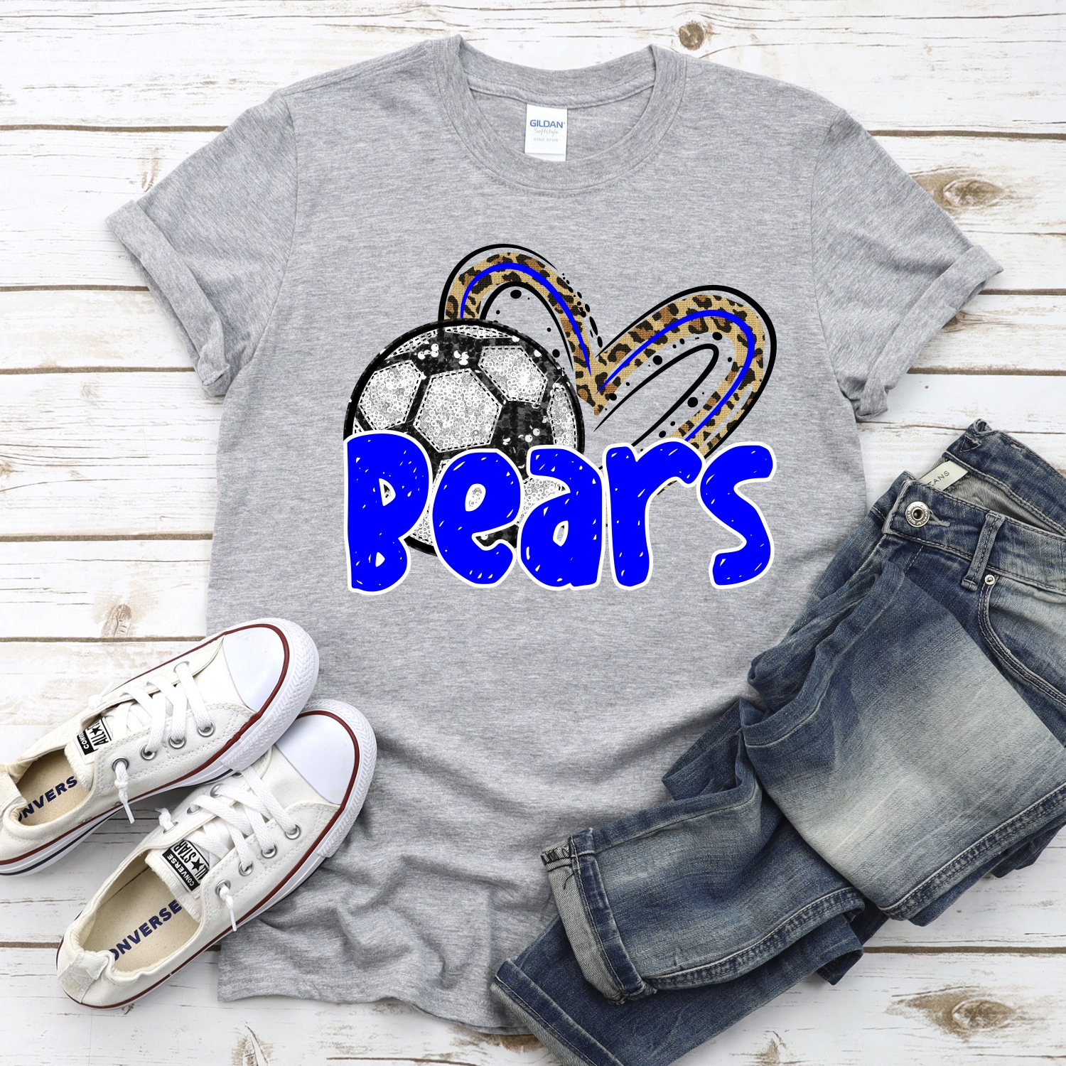 CUSTOM BEARS (faux) glitter soccer leopard heart *DTF* Transfer - Image 2