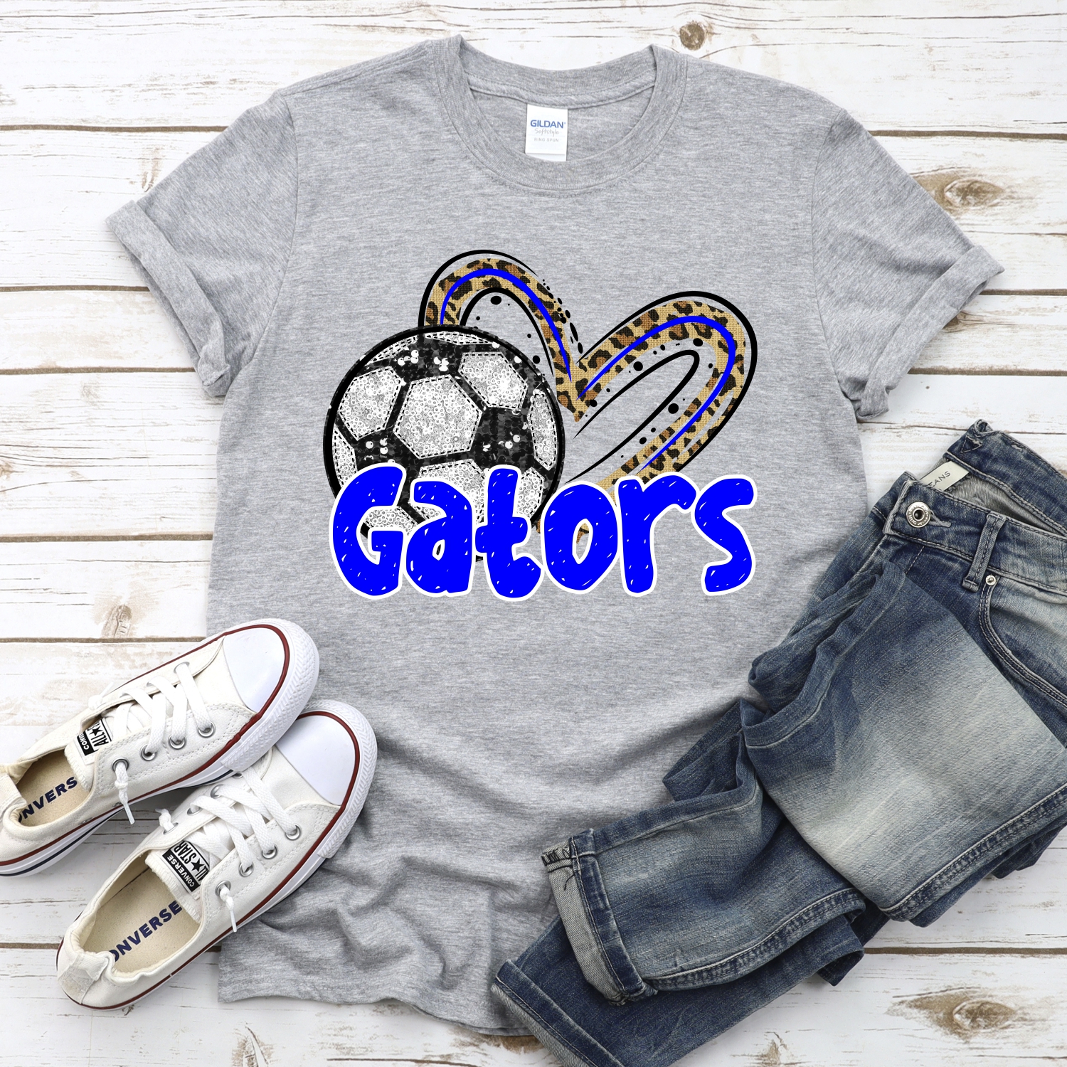 CUSTOM GATORS (faux) glitter soccer leopard heart *DTF* Transfer - Image 2
