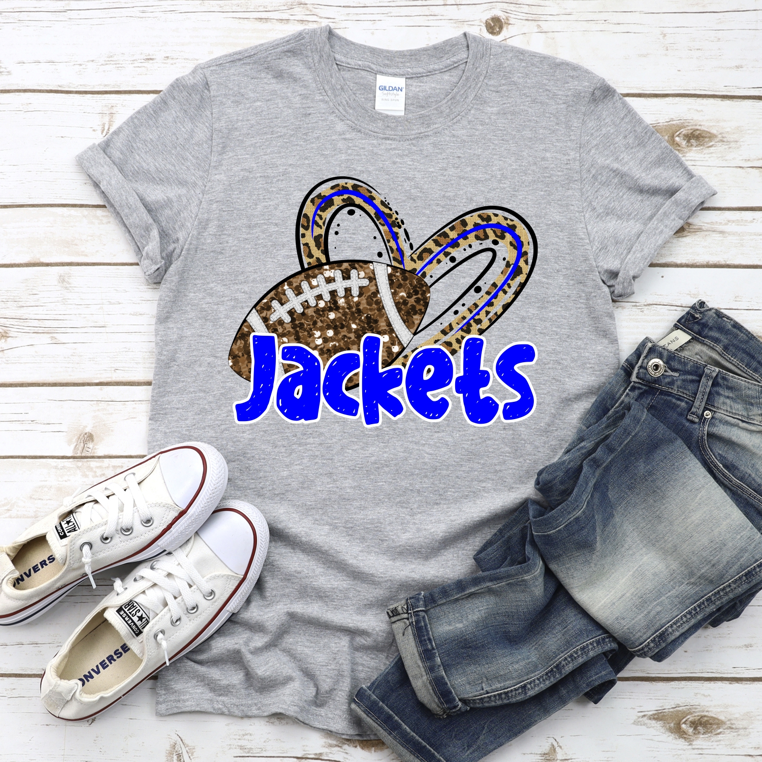 CUSTOM JACKETS (faux) glitter football leopard heart *DTF* Transfer - Image 2