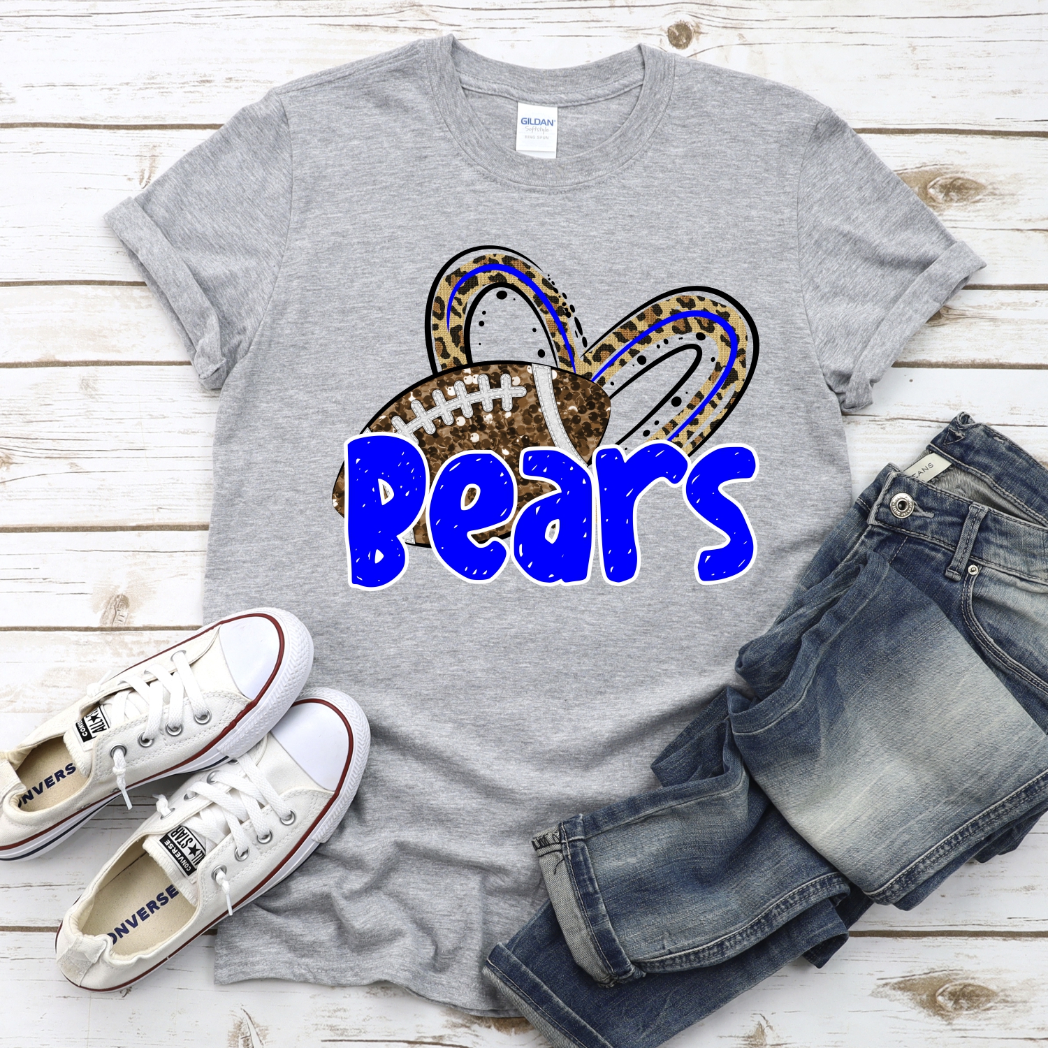 CUSTOM BEARS (faux) glitter football leopard heart *DTF* Transfer - Image 2