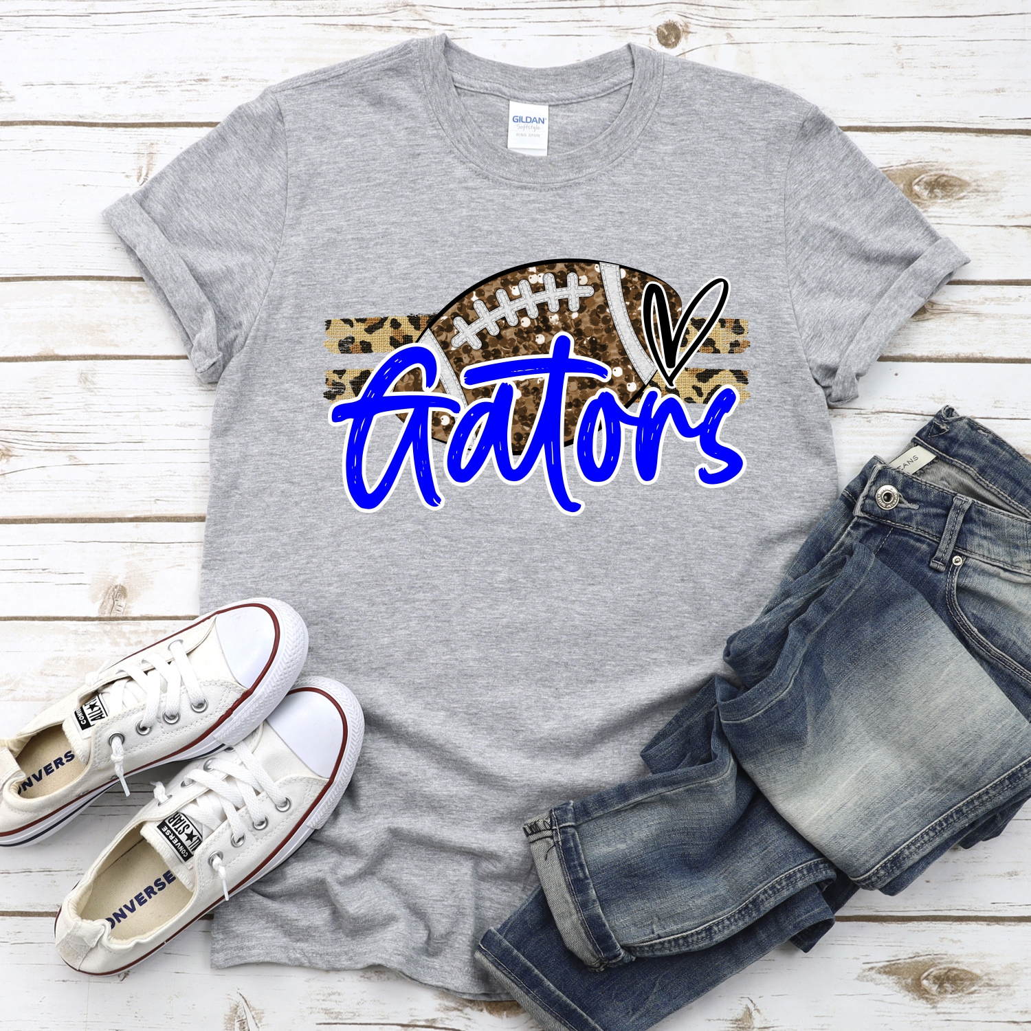 CUSTOM GATORS (faux) glitter Football on leopard stripes *DTF* Transfer - Image 2