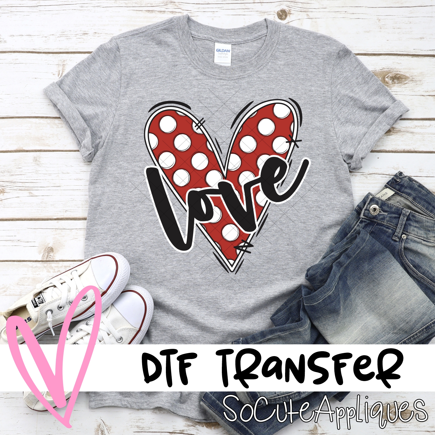 Red dot heart love *DTF* Transfer