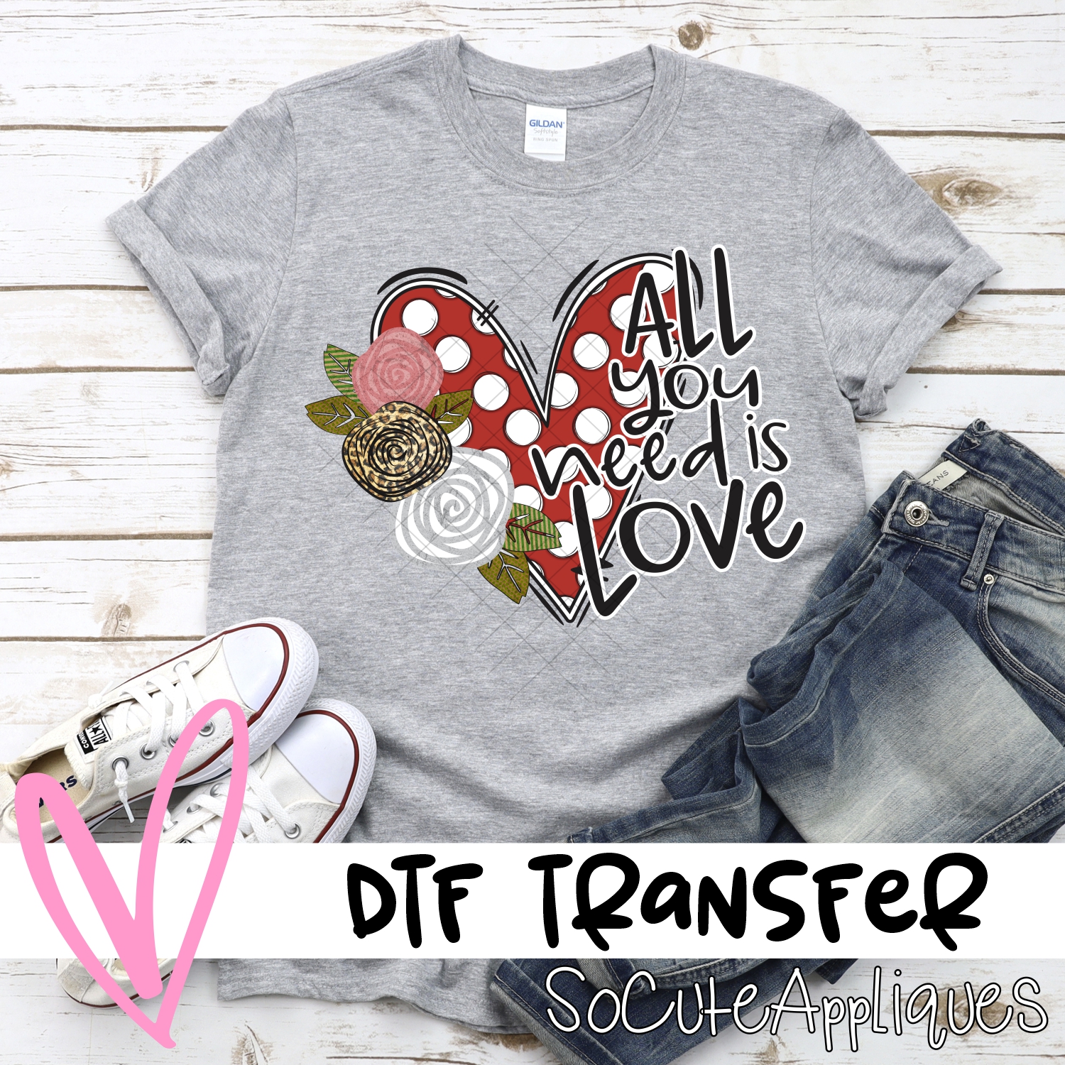 All you need is love red dot heart *DTF* Transfer