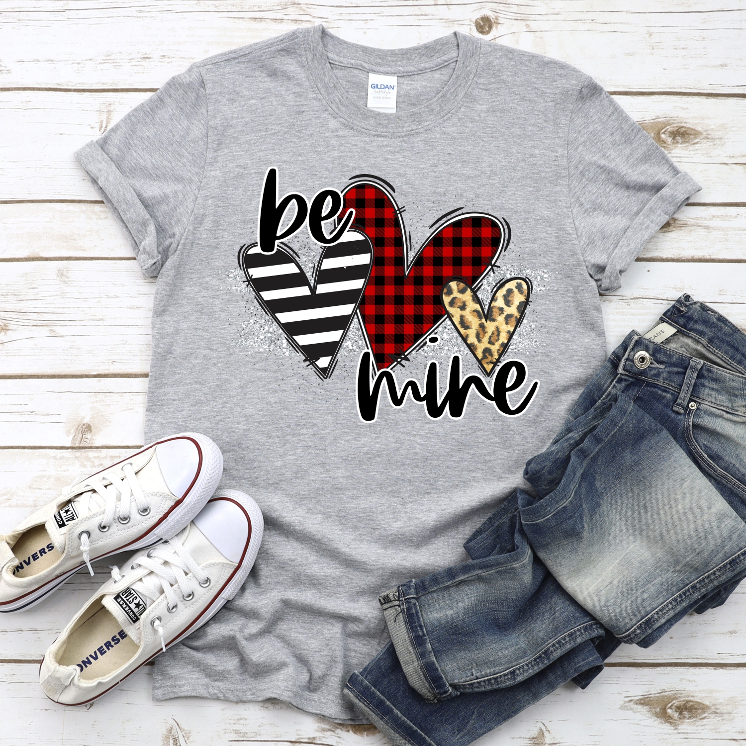 Be mine heart trio plaid *DTF* Transfer - Image 2