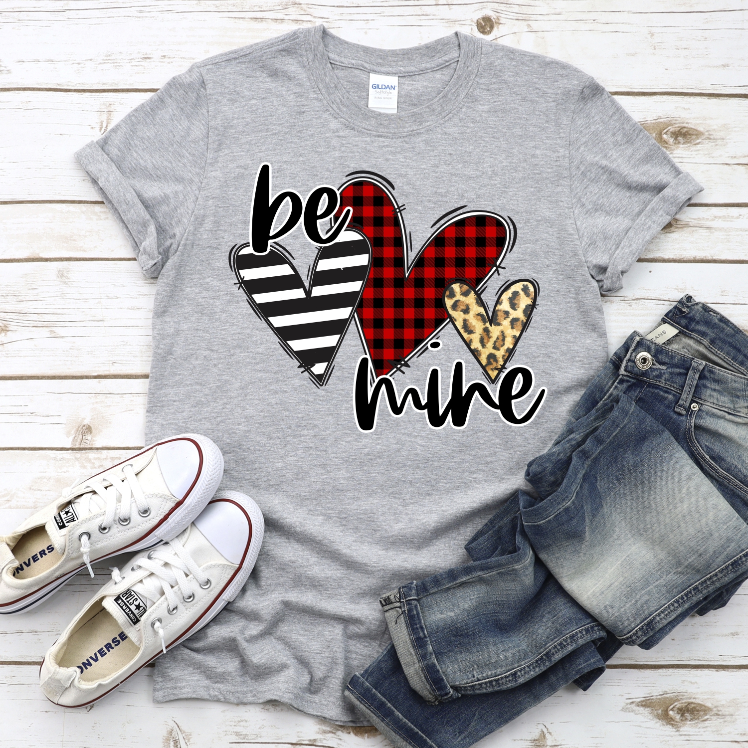 Be mine heart trio plaid no background *DTF* Transfer - Image 2