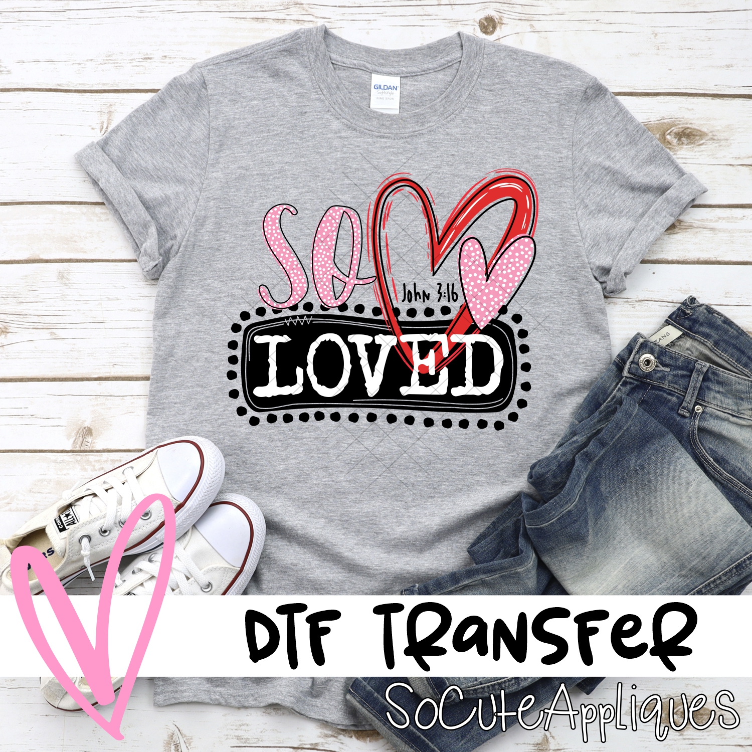 so loved double heart *DTF* Transfer