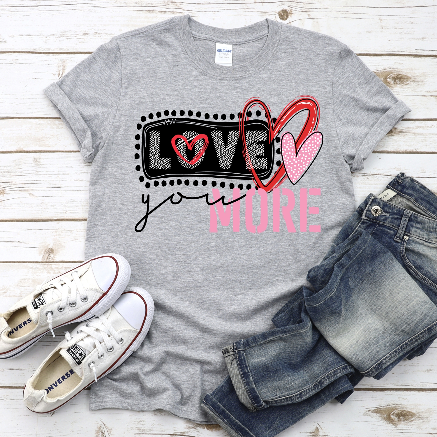 Love you more double heart *DTF* Transfer - Image 2
