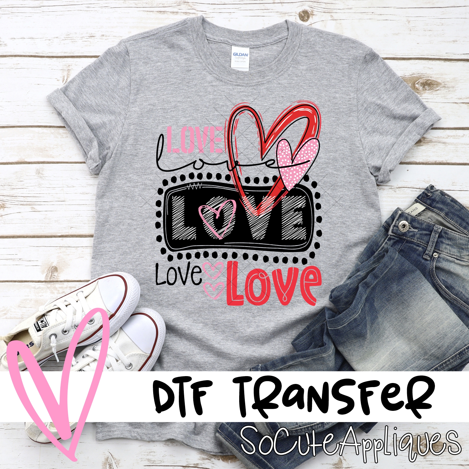 Love love love double heart *DTF* Transfer