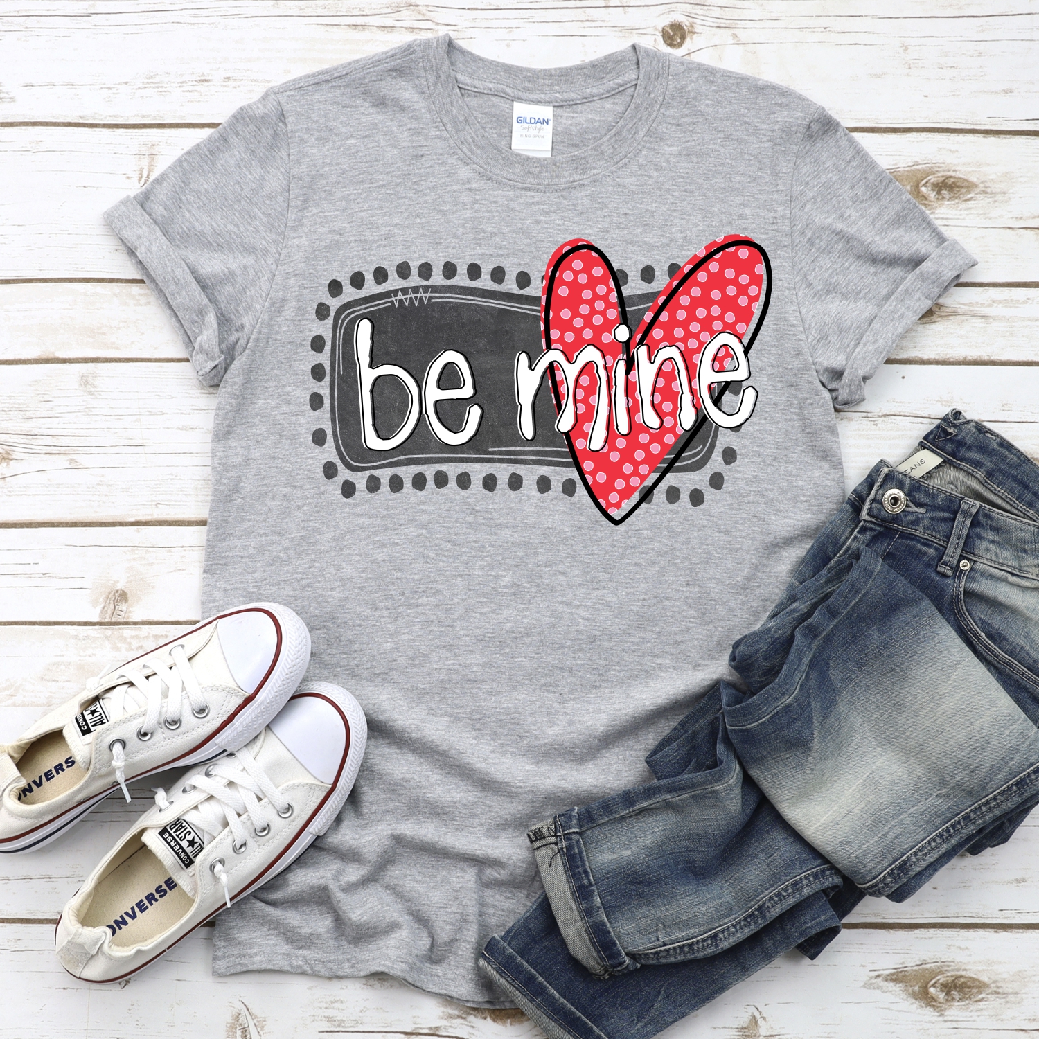 Be mine polka dot frame and heart *DTF* Transfer - Image 2