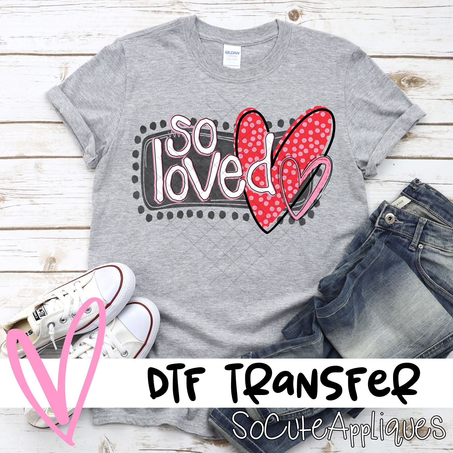 So loved polka dot frame and heart *DTF* Transfer