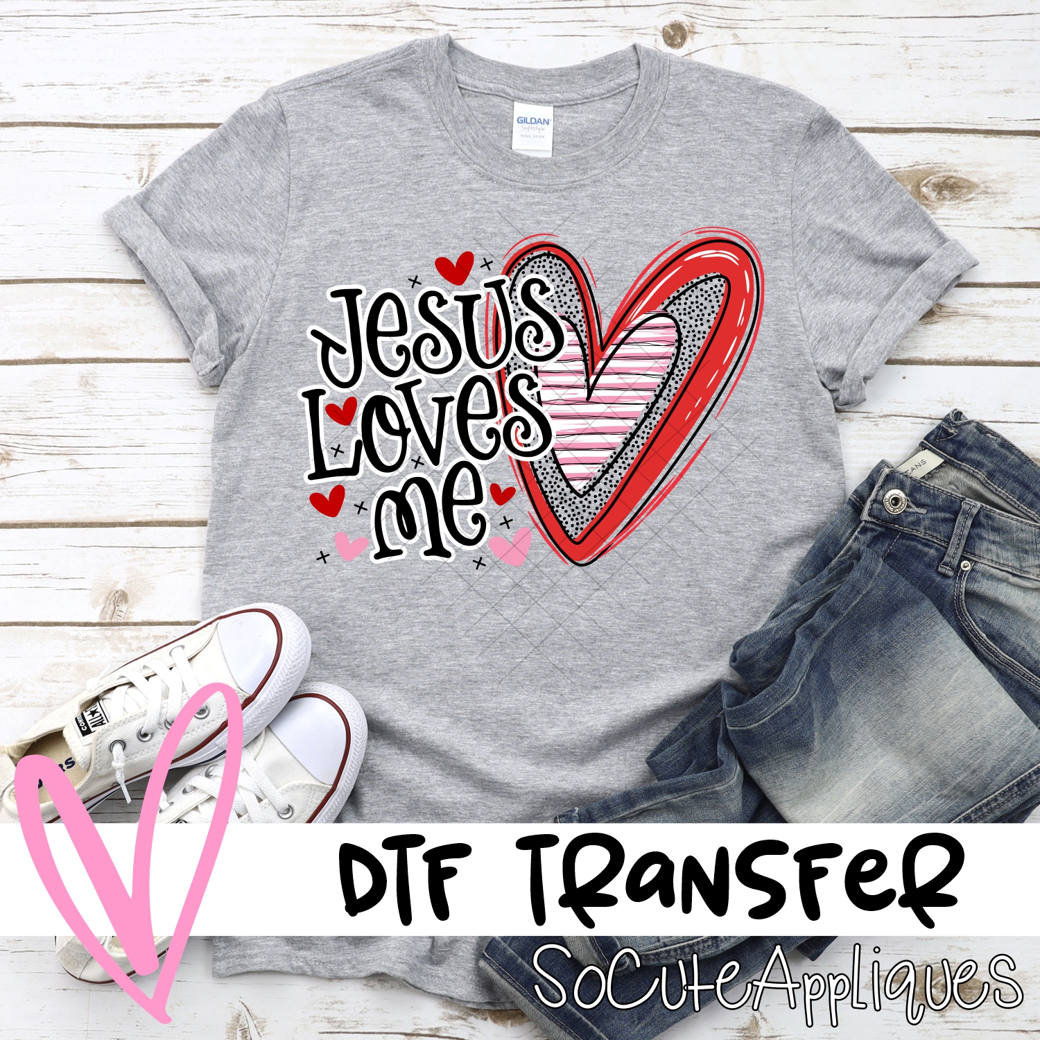 Jesus loves me hearts *DTF* Transfer