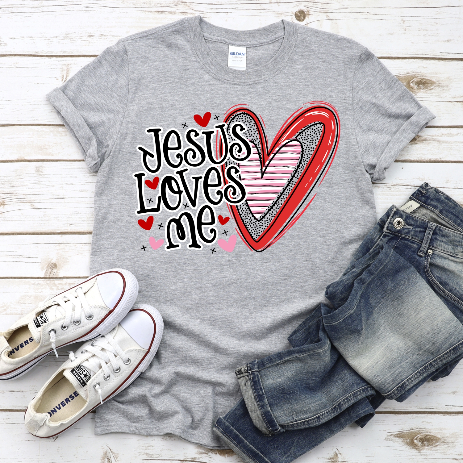 Jesus loves me hearts *DTF* Transfer - Image 2