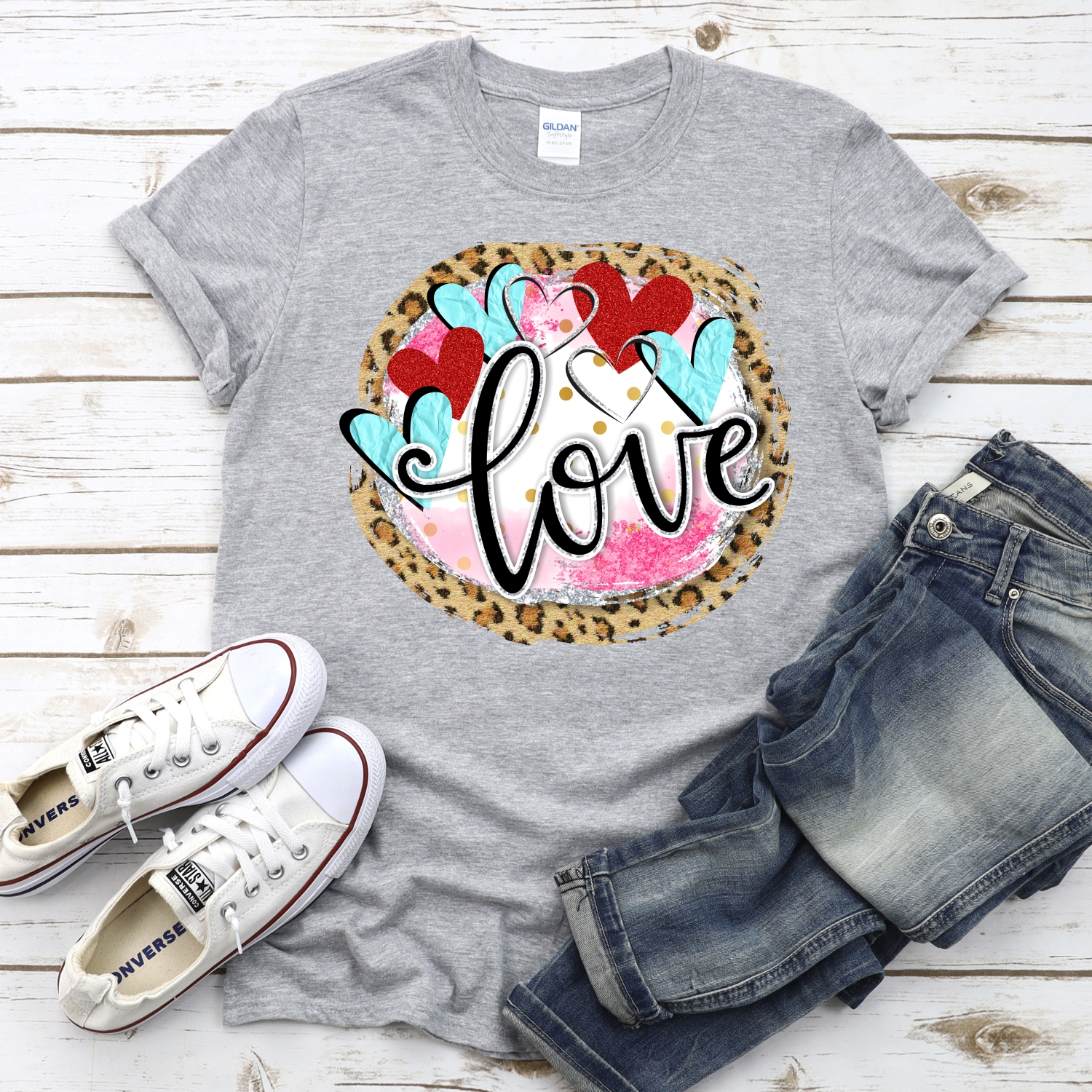 Love on leopard background *DTF* Transfer - Image 2
