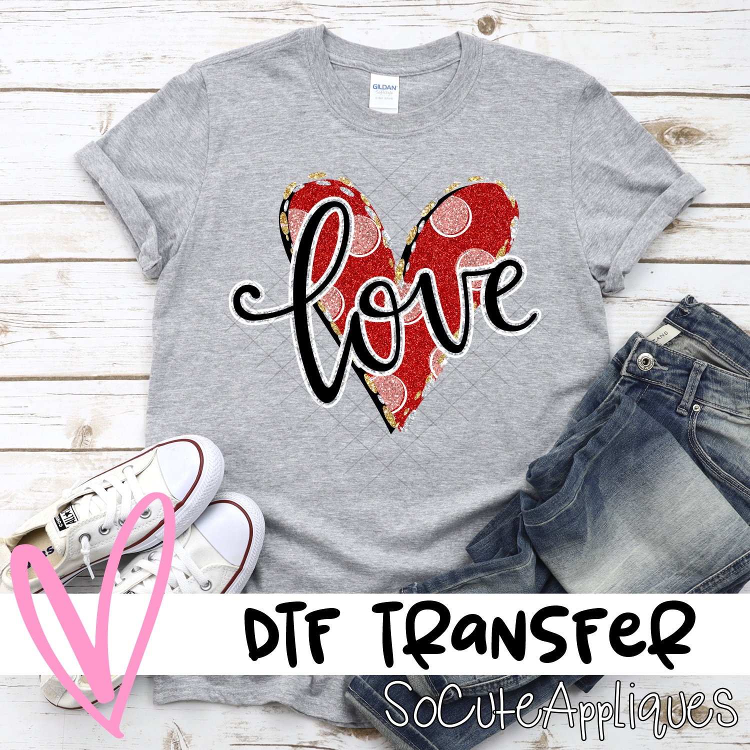 Love on red heart *DTF* Transfer