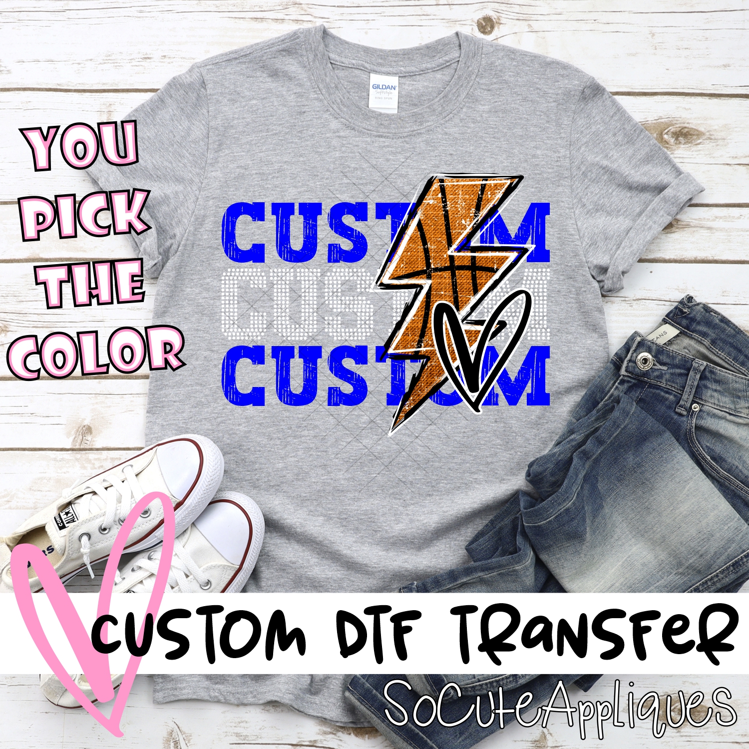 *CUSTOM NAME* Basketball triple team lightning bolt *DTF* Transfer  -SEEME