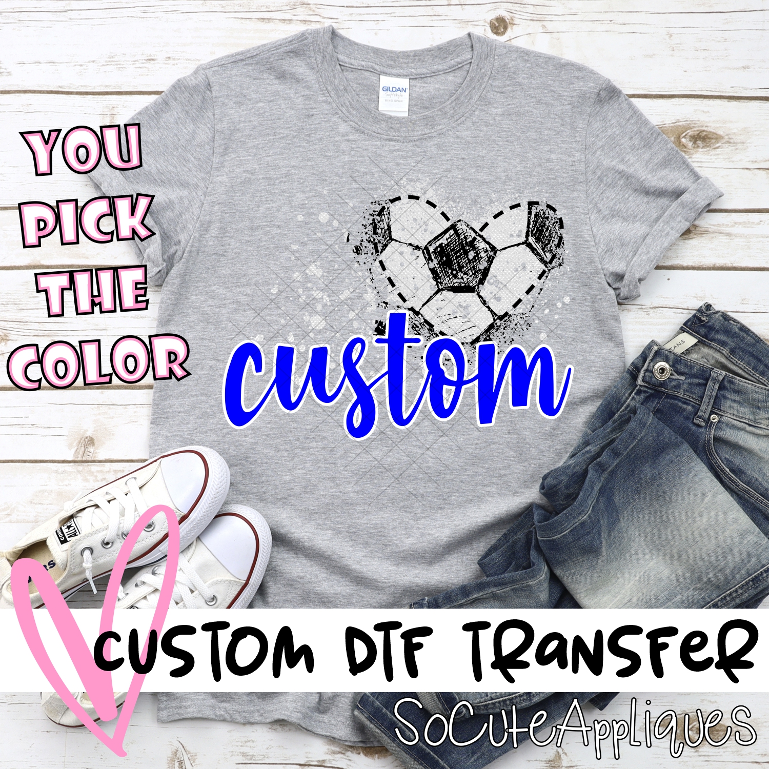 *CUSTOM NAME* Soccer messy heart *DTF* Transfer  -SEEME
