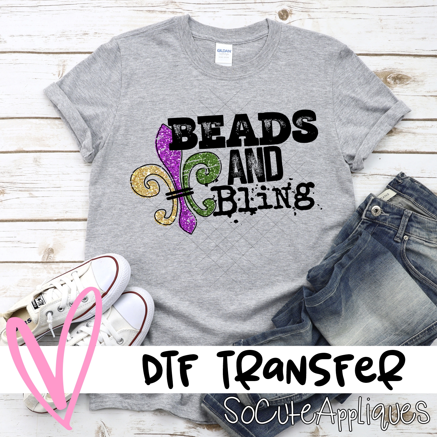 Beads and bling fleur de lis *DTF* Transfer
