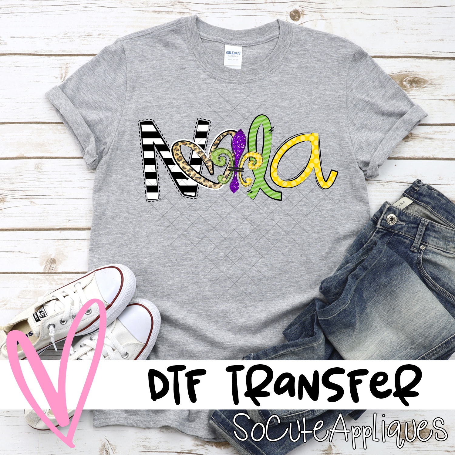 NOLA leopard heart *DTF* Transfer