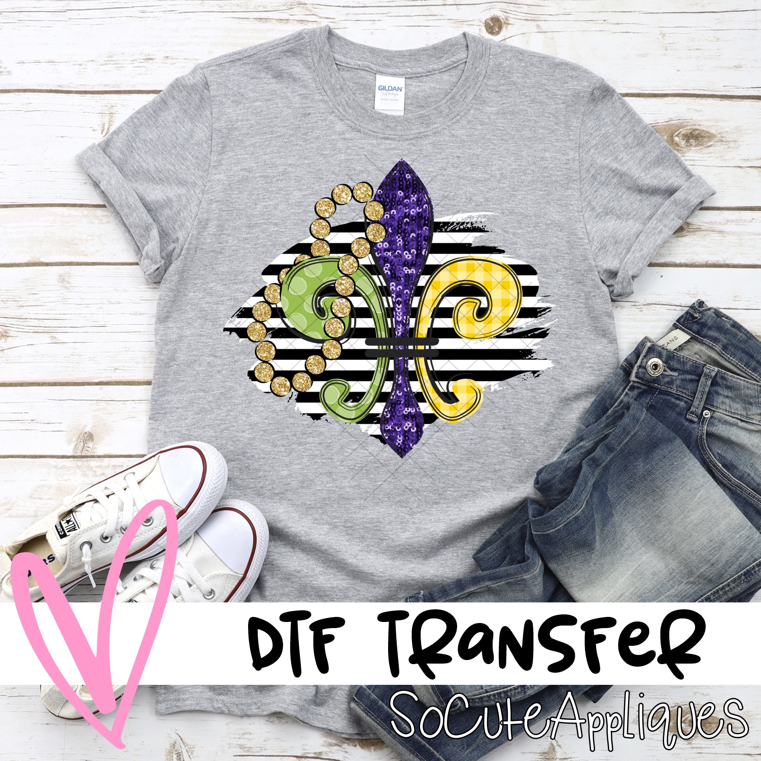 Fleur de lis on stripe *DTF* Transfer