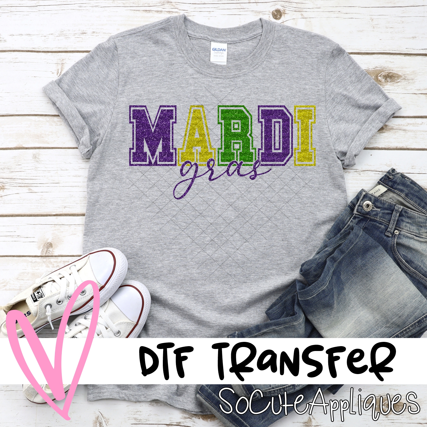 Mardi Gras glitter *DTF* Transfer