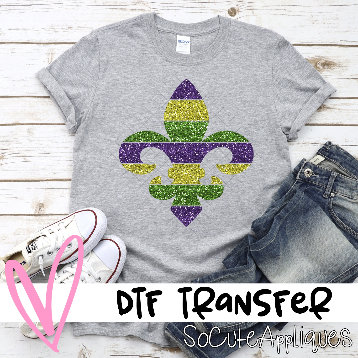 glitter fleur de lis *DTF* Transfer