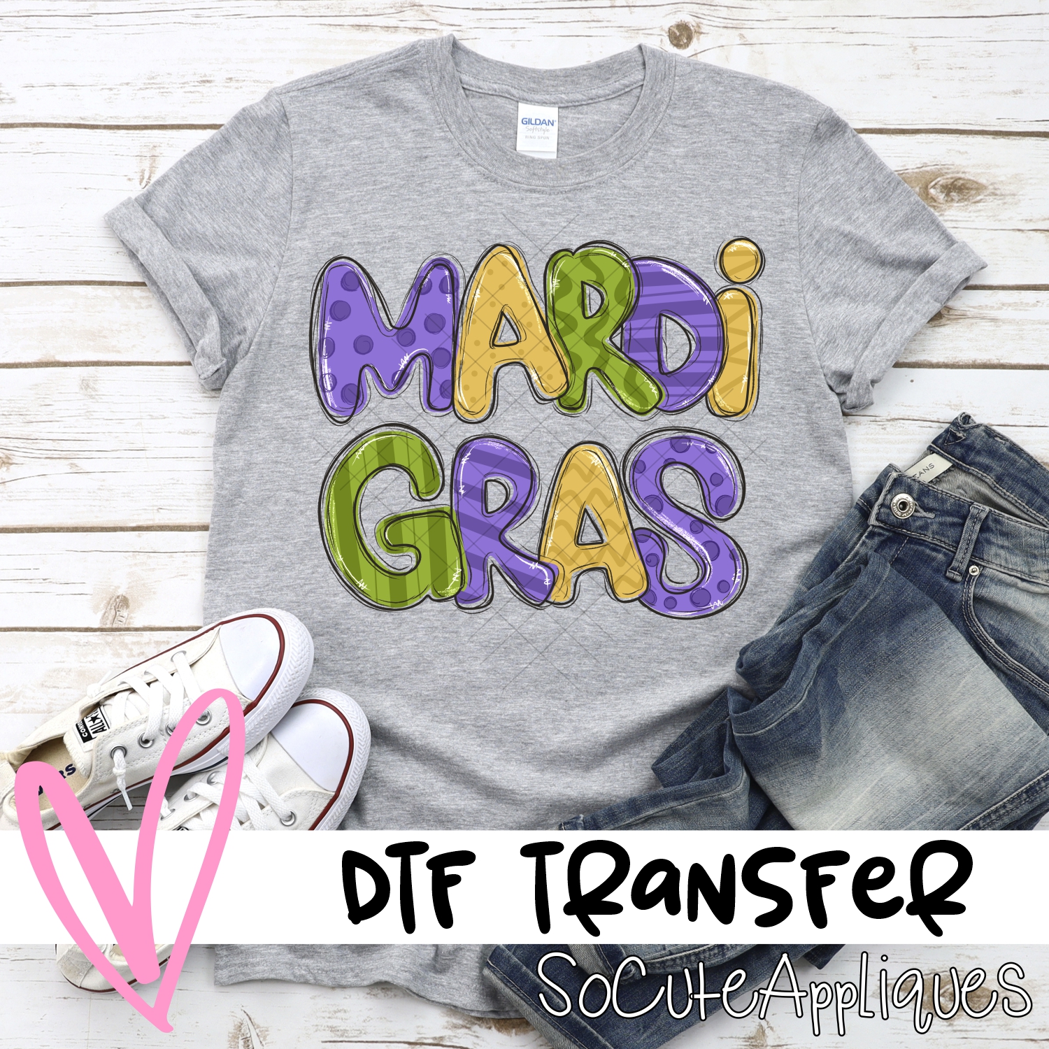 Mardi Gras Mixed letters *DTF* Transfer
