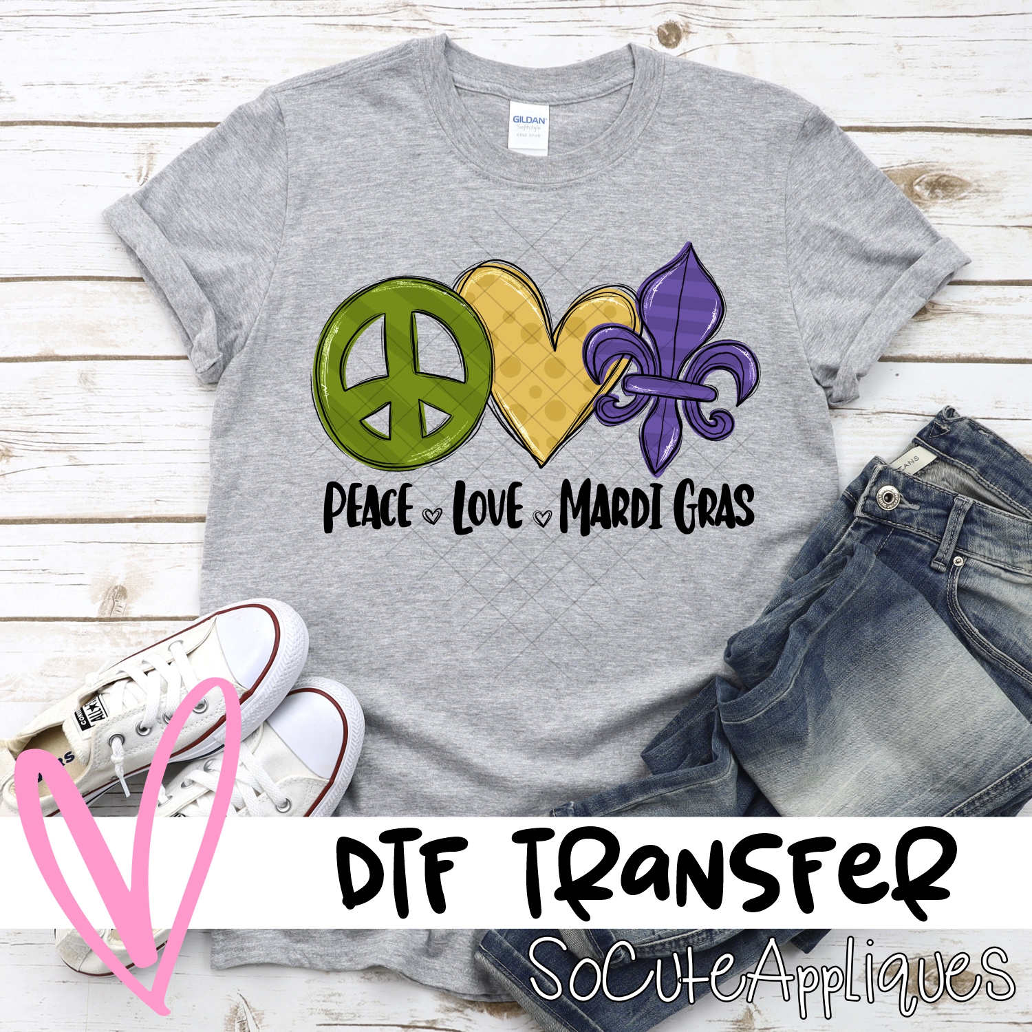 Peace love mardi gras *DTF* Transfer