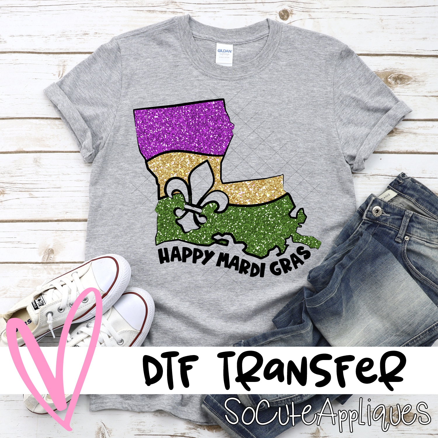 Hapy Mardi gras glitter *DTF* Transfer