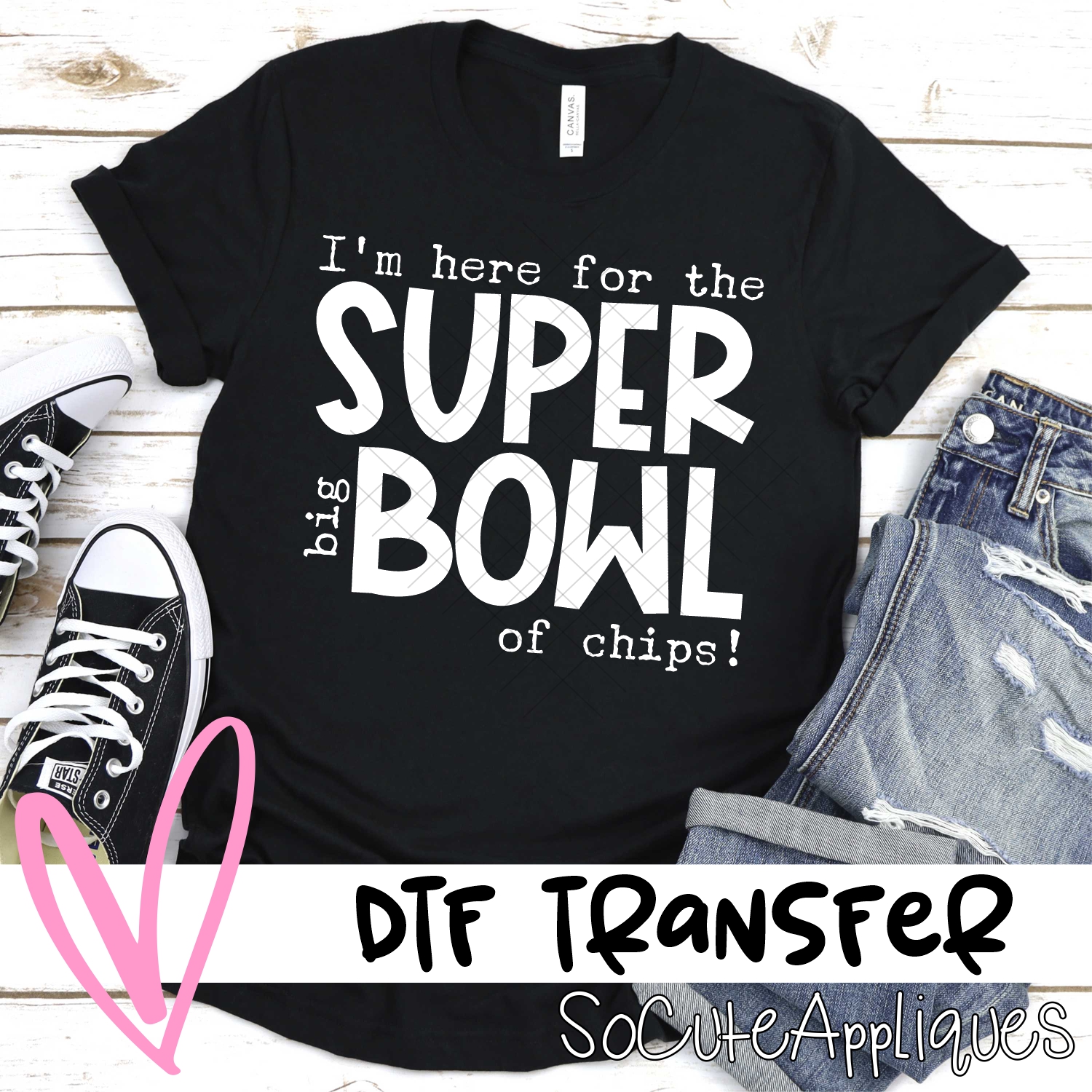 Im just here for the super big bowl of chips WHITE *DTF* Transfer