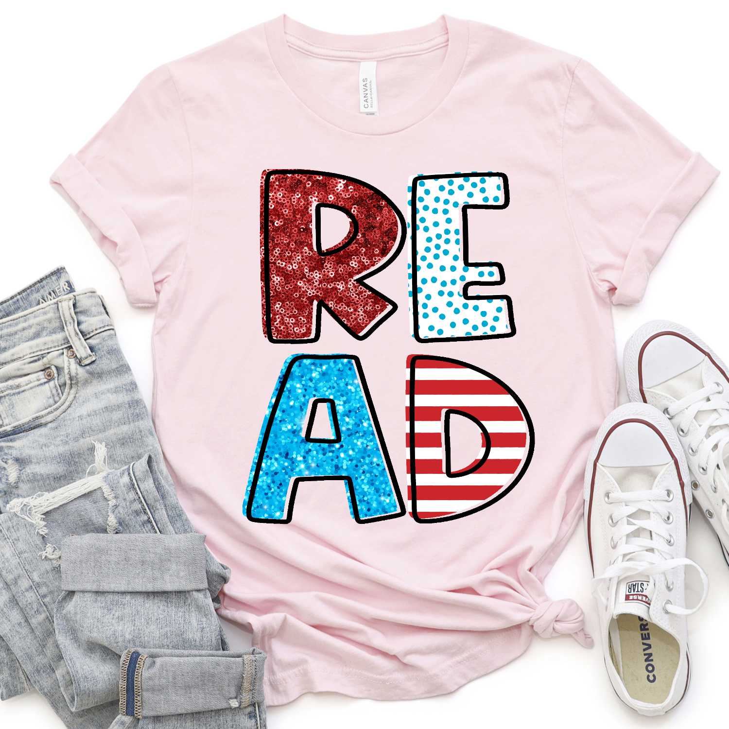READ FAUX glitter *DTF* Transfer (RWB READ)